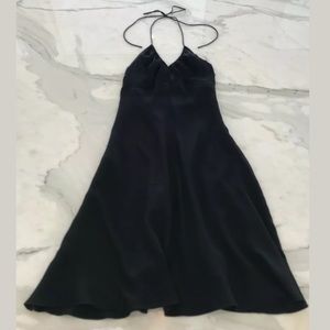 CATHERINE MALANDRINO BLACK SILK HALTER DRESS 4